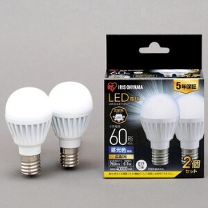 【アイリスオーヤマ　LED電球】　LED電球 E17 広配光2P 昼光色 60形（760lm）