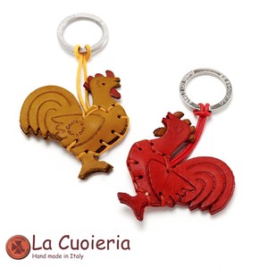 【イタリア製】 【牛革】ラ クオイエリア La Cuoieria レザーキーホルダー　ニワトリ/鶏
