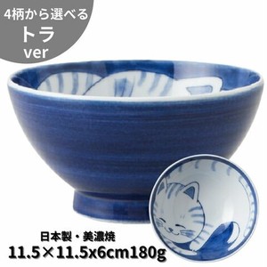 美浓烧 饭碗 陶器 猫 日本制造