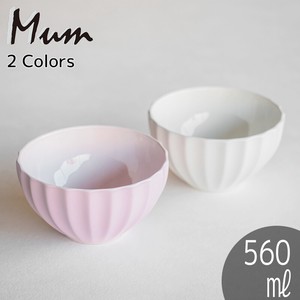 Donburi Bowl Flower Pink Beige Pottery M