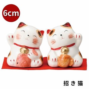 微笑み招き猫 恵比寿･大黒ペア（白）5×6cm招き猫 瀬戸焼