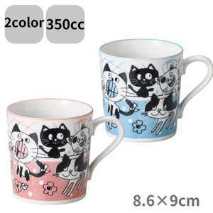 Mino ware Mug Cat 350ml 2-colors Made in Japan