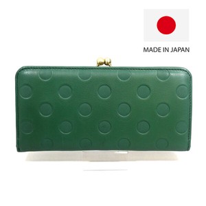 Long Wallet Zucchero Gamaguchi Coin Purse Genuine Leather Ladies' Polka Dot Made in Japan