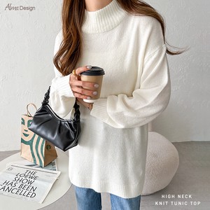 Sweater/Knitwear Tunic Knitted High-Neck