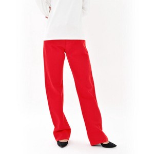 Denim Full-Length Pant Red Denim Unisex Ladies Men's