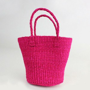 【再入荷】サイザルバッグ共手無地 ミニ　フシア