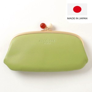Long Wallet Gamaguchi Genuine Leather Ladies Polka Dot Made in Japan