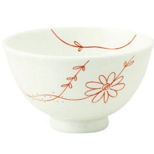 フラワーライン葵型茶碗赤　11×6.5cm