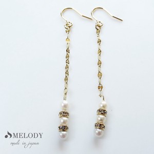 Clip-On Earrings Pearl Earrings Long Jewelry Made in Japan