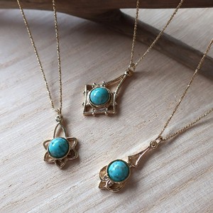 Turquoise/Lapis Lazuli Gold Chain Necklace Pendant Jewelry Made in Japan