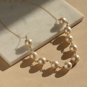 Pearls/Moon Stone Gold Chain Pearl Necklace Pendant Jewelry Cotton Made in Japan