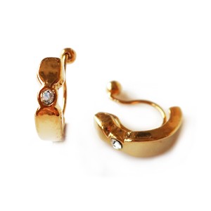 金耳夹 耳夹 宝石 简洁 日本制造