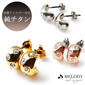 Pierced Earrings Titanium Post Rhinestone Jewelry Rhinestone Made in Japan