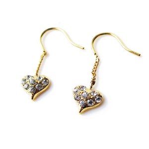 Pierced Earrings Gold Post Rhinestone Jewelry Made in Japan