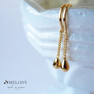 金耳针耳环（黄金） 宝石 长款 日本制造