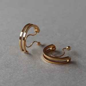 Clip-On Earrings Gold Post Earrings Border Simple Made in Japan