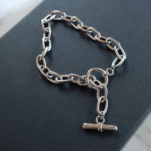 Silver Bracelet Plain Chain black Jewelry Bangle Koban Made in Japan