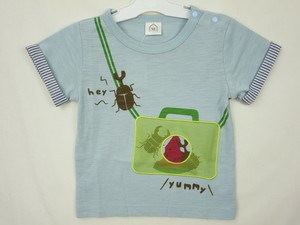 【新作　夏】☆　虫かごメッシュ付き　袖ヒッコリー折り返しTシャツ　☆