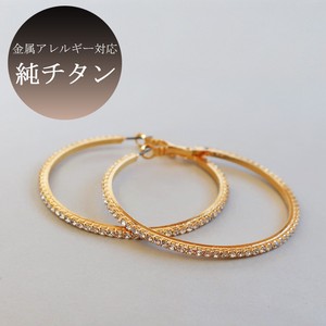 钛耳针耳环（水钻） 女士 巴洛克碎石 宝石 日本制造