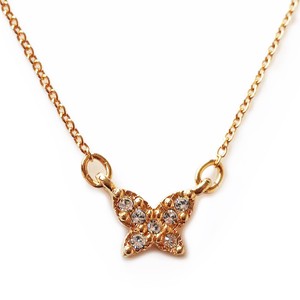 Gold Chain Necklace Butterfly Jewelry Rhinestone Made in Japan