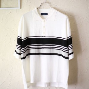 Polo Shirt Summer Knit Border Short-Sleeve