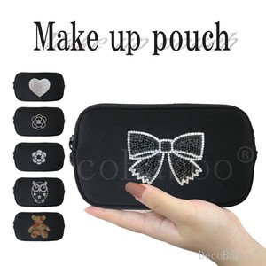 1 Pouch Make Up Make Pouch Neo Plain Material Glitter Heart Ribbon