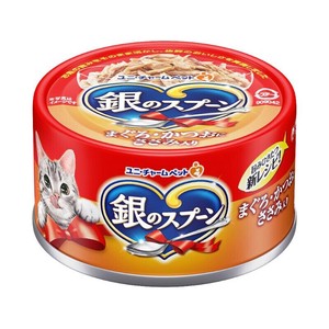 [ユニ・チャーム] 銀のスプーン 缶まぐろ・かつおにささみ入り 70g