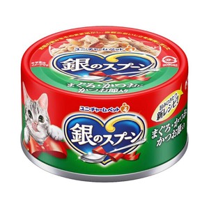 [ユニ・チャーム] 銀のスプーン 缶まぐろ・かつおにかつお節入り 70g