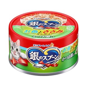 [ユニ・チャーム] 銀のスプーン 缶お魚とささみミックスかつお節入り 70g