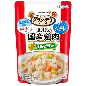 ［ユニ・チャーム］グラン・デリ 100％国産鶏肉パウチ ジュレ 成犬用 緑黄色野菜入り 80g