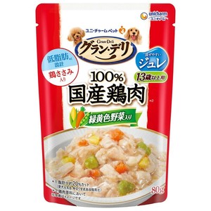 ［ユニ・チャーム］グラン・デリ 100％国産鶏肉パウチ ジュレ 13歳以上用 緑黄色野菜入り 80g