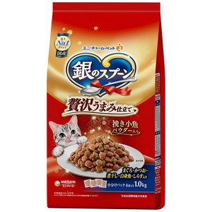 [ユニ・チャーム] 銀のスプーン 贅沢うまみ仕立て まぐろ・かつお・煮干し・白身魚・しらす入り 1.0kg