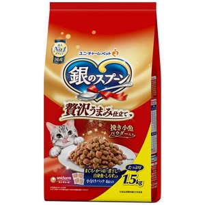 [ユニ・チャーム] 銀のスプーン 贅沢うまみ仕立て まぐろ・かつお・煮干し・白身魚・しらす入り 1.5kg