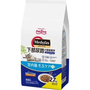 [ペットライン] メディファス 室内猫 毛玉ケアプラス 1歳から チキン＆フィッシュ味 2.7kg (450g×6)