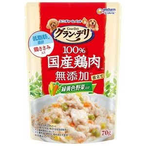 ［ユニ・チャーム］グラン・デリ 100％国産鶏肉パウチ 無添加仕立て 緑黄色野菜入り 70g
