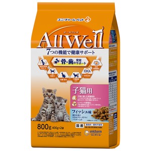 [ユニチャーム]AllWell健康に育つ子猫用フィッシュ味挽き小魚とささみのフリーズドライパウダー入り800g