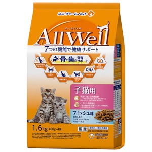 AllWell健康に育つ子猫用フィッシュ味挽き小魚とささみのフリーズドライパウダー入り1.6kg【5月特価品】