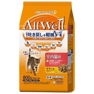 AllWell 室内猫用 チキン味挽き小魚とささみフリーズドライパウダー入り 800g(400g×2袋)