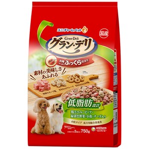 [ユニチャーム]グランデリふっくら仕立て低脂肪鶏ささみビーフ緑黄色野菜小魚角切りビーフ粒入り750g