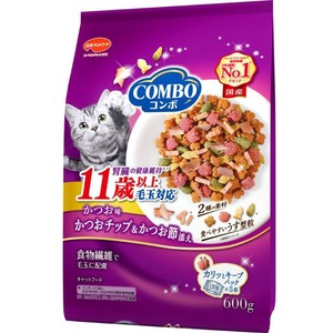 [日本ペットフード] コンボ キャット 毛玉対応 11歳以上 かつお味・かつおチップ・かつお節添え 600g