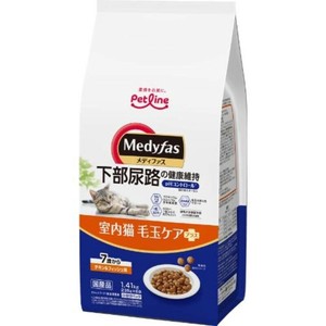 [ペットライン] メディファス 室内猫 毛玉ケアプラス 7歳から チキン＆フィッシュ味 1.41kg (235g×6)