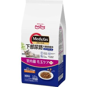 [ペットライン] メディファス 室内猫 毛玉ケアプラス 11歳から チキン＆フィッシュ味 1.41kg (235g×6)