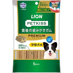 [ライオン] PETKISS 食後の歯みがきガム プレミアム 中型犬用 5本