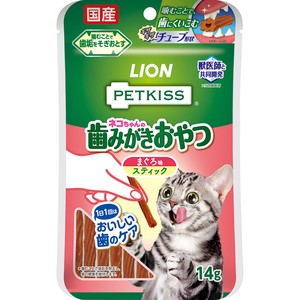[ライオン] PETKISS ネコちゃんの歯みがきおやつ まぐろ味 スティック 7本