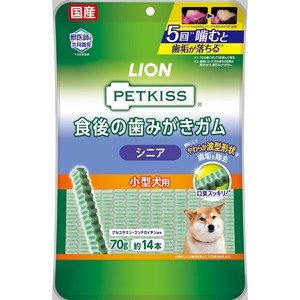 [ライオン] PETKISS 食後の歯みがきガム シニア 小型犬用 70g(約14本)