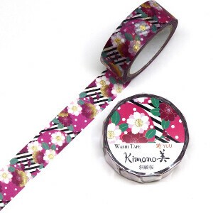 Washi Tape Diagonal Stripe Cherry Blossoms 15mm