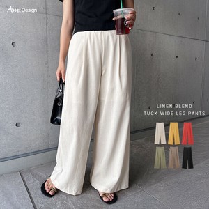リネン レーヨン タック ワイドパンツ