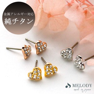 Pierced Earrings Titanium Post Rhinestone Jewelry Rhinestone Made in Japan