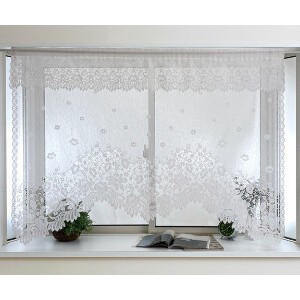 即納 出窓 小窓用 スタイルカーテン デザイン フリル付き 幅の調整 巾145cm×丈105cm ホワイト