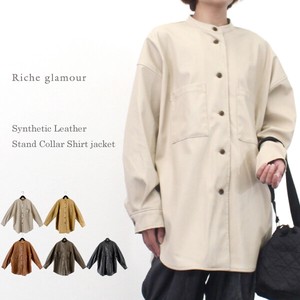 SALE Synthetic Leather Stand Color Shirt 4 4